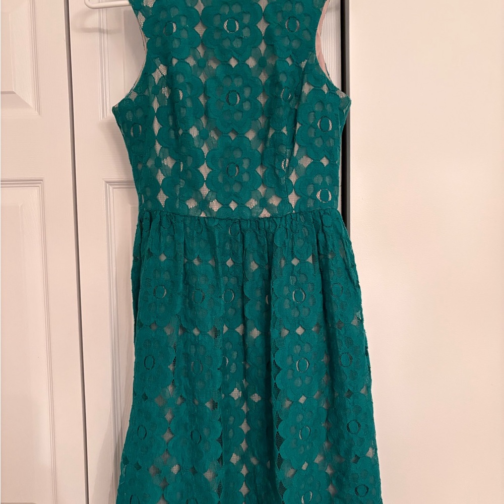 Teal Lace Sleeveless Dress